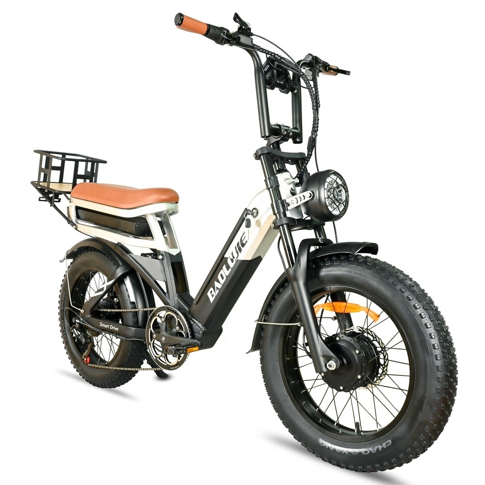 Low Price Fat Tire E Bike Dual Battery Ebike Full Suspension Electric Mountain Bike Dual Motor Bicycle Fat Tire Beach Cruiser