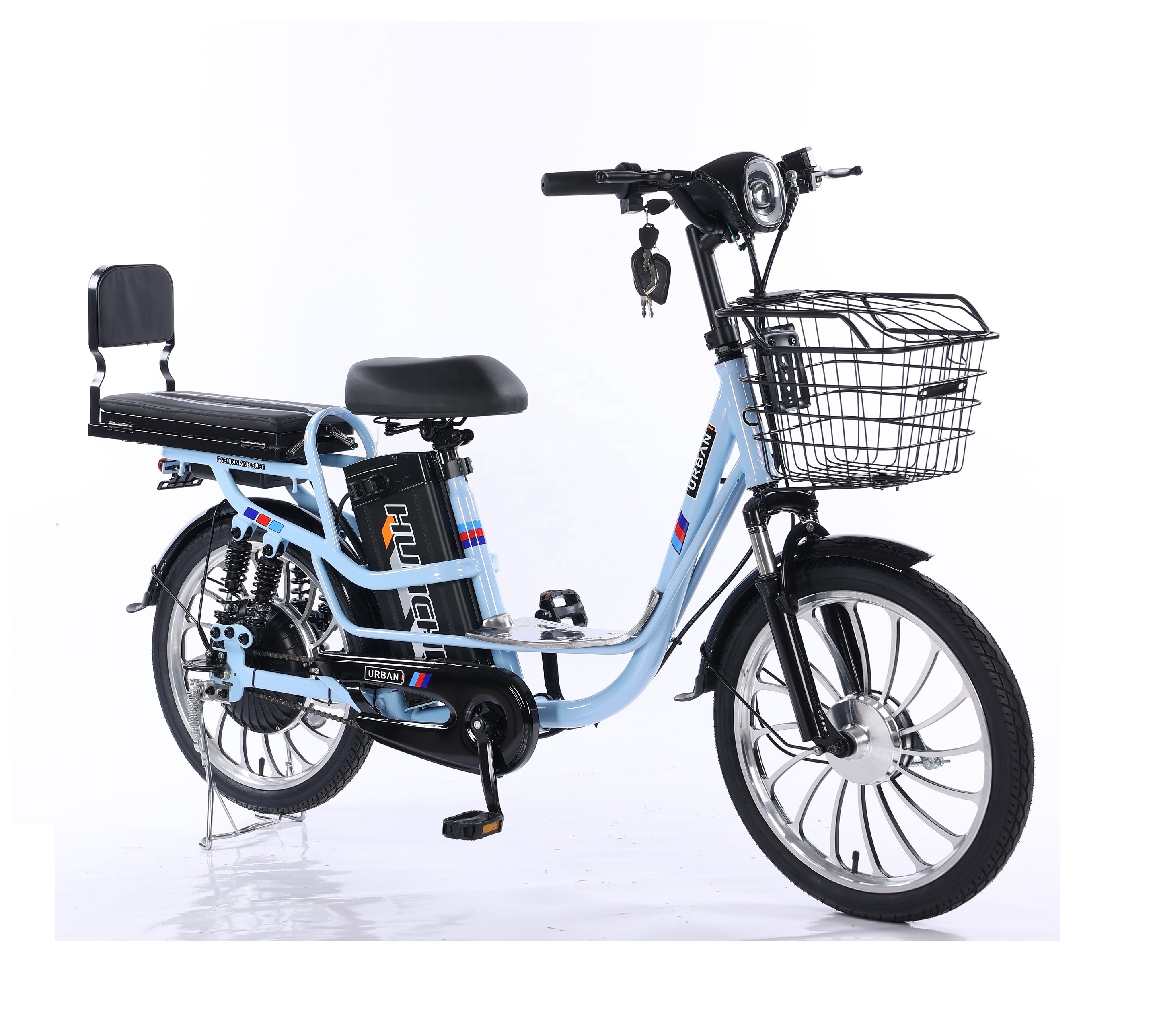 Well Made 20 Inch 500W Step Through Electric Hybrid Family City E Bike Tandem Bicycle, 2 Seat 2 Passenger Lady Ebike