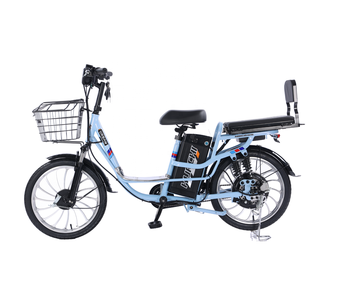 Well Made 20 Inch 500W Step Through Electric Hybrid Family City E Bike Tandem Bicycle, 2 Seat 2 Passenger Lady Ebike