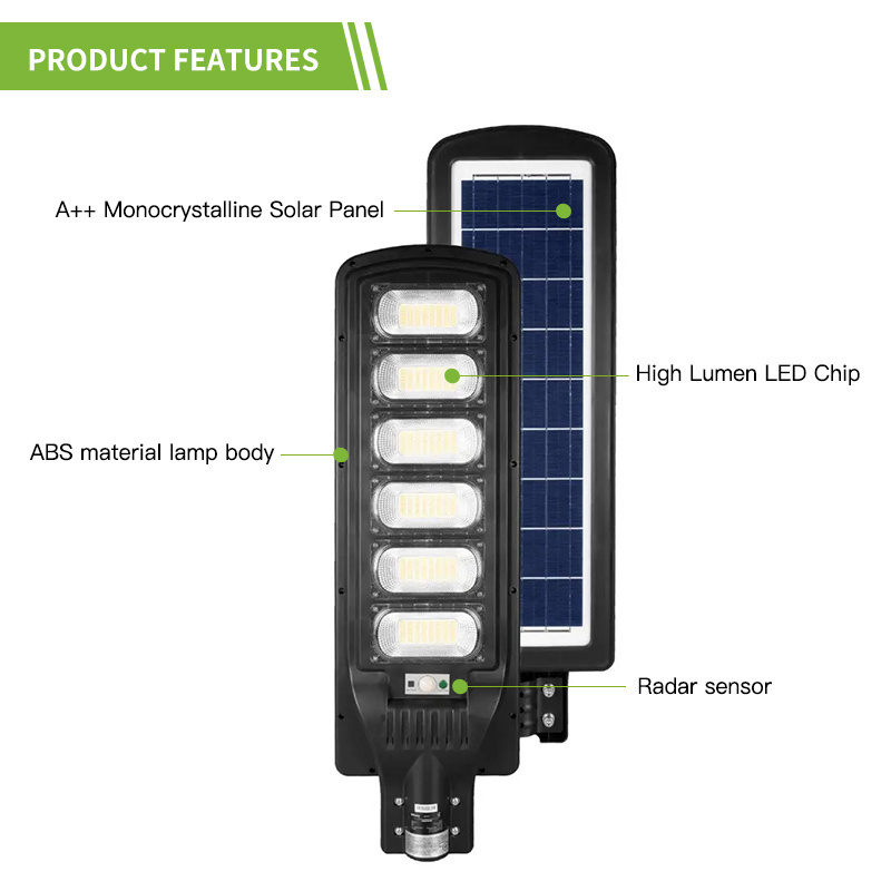 Waterproof IP65 Solares Lampara Farola Lampadaire Solaire 50W 100W 150W 200W 250W 300W LED All In One Solar Street Light Outdoor