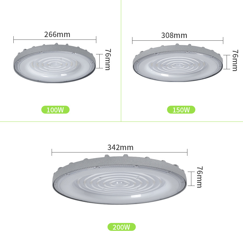 Round Lighting 100W 150W 200W 250W Lighting Price Industrial Lamp Workshop UFO High Bay Led Lighting DOB