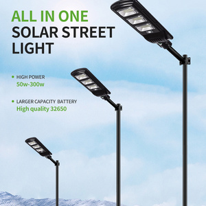 Waterproof IP65 Solares Lampara Farola Lampadaire Solaire 50W 100W 150W 200W 250W 300W LED All In One Solar Street Light Outdoor