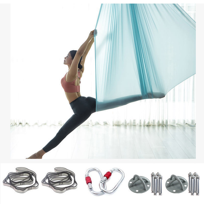 Deluxefit 5m Aerial Pilates Silk Yoga Flying Swing Hammock Set With 2000 Ibs Load Include Daisy Chain Pose Guide