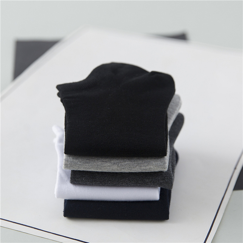 Socks wholesale bulk production disposable cheap low cut ankle socks black white gray men business socks in box