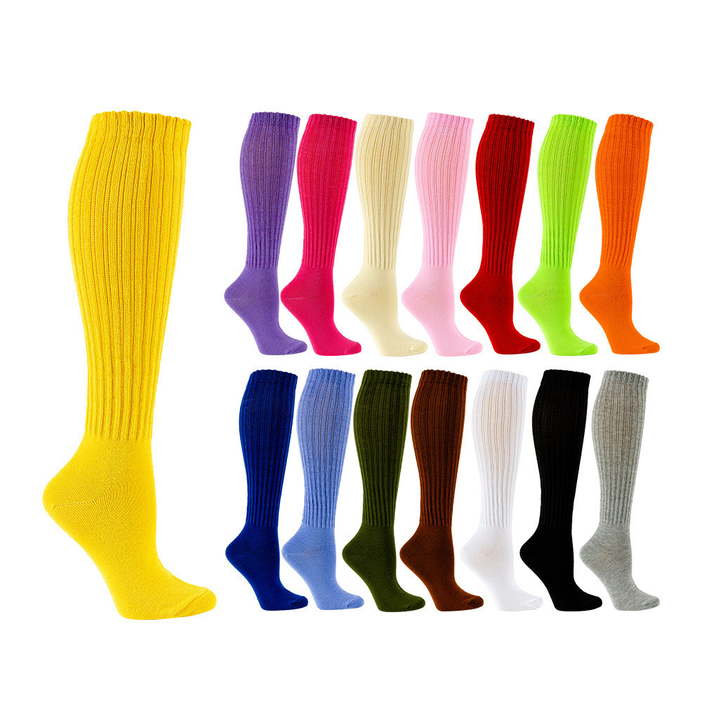 Hot sale Spring thin slouch socks for women young girls knee high multi-color fashion loose socks