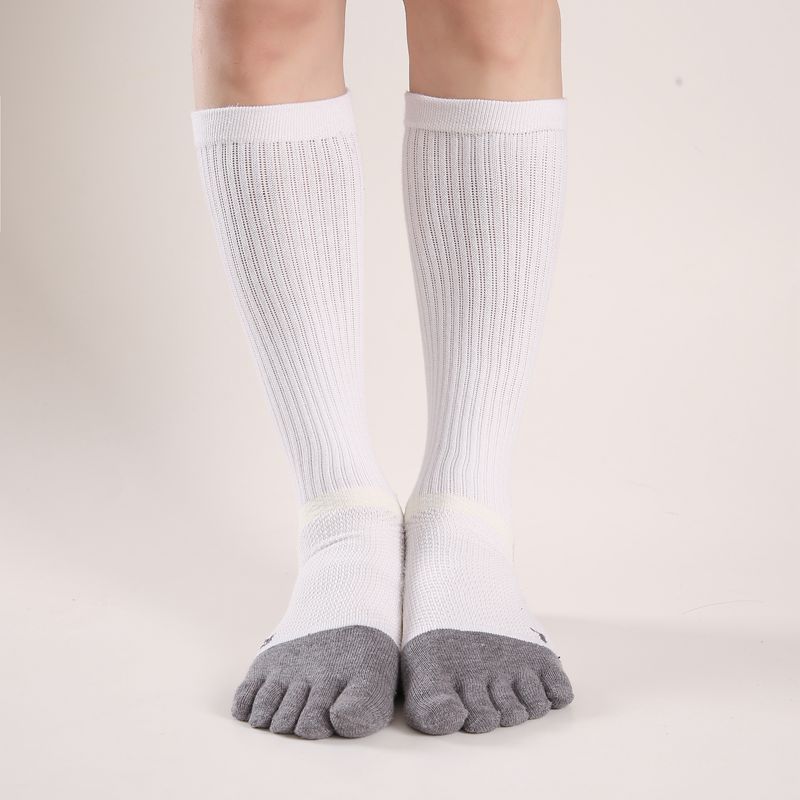 Long tube five finger socks, pressure sports running socks, marathon calf compression socks