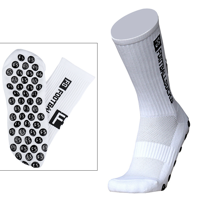 High quality soccer sport men crew socks non-slip custom grip round silicone professional training football socks