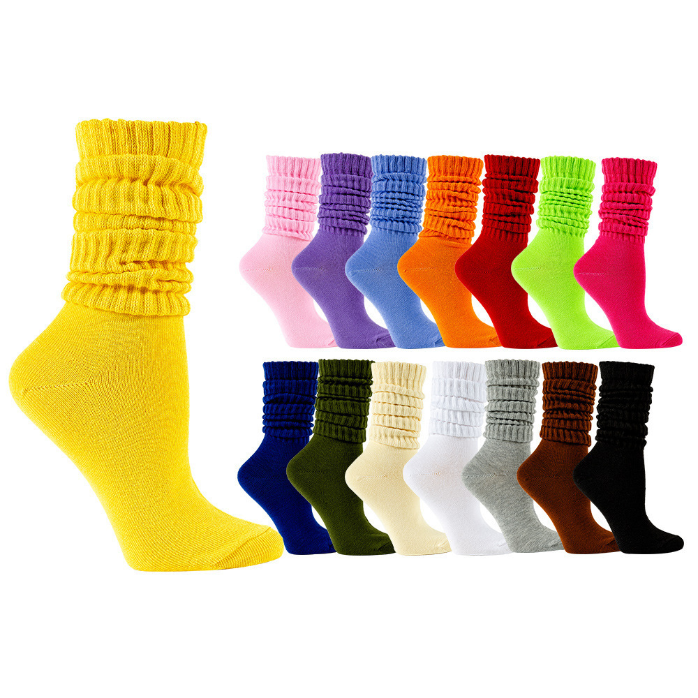 Hot sale Spring thin slouch socks for women young girls knee high multi-color fashion loose socks