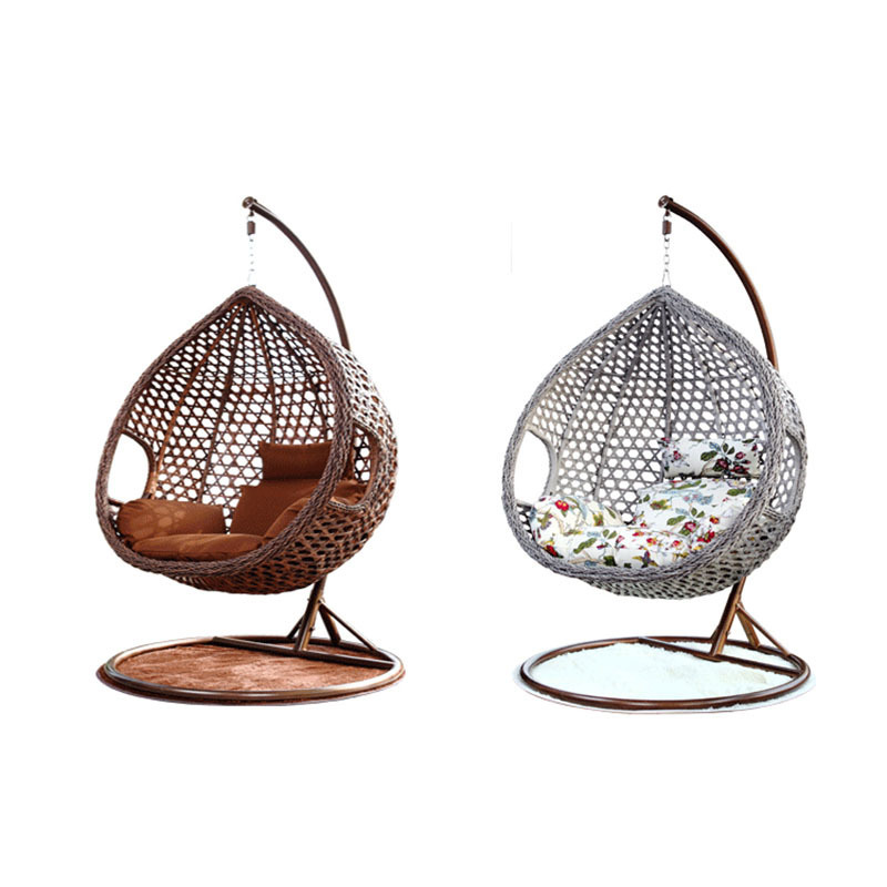 Adult rattan wicker steel hanging egg shaped outdoor garden cane patio swing chair cushion baby swing bed