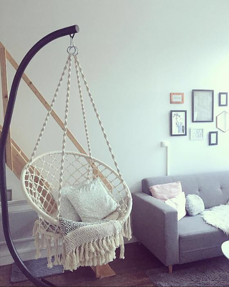 Popular Macrame Circle Swing Boho Style Rattan Chair Hanging Hammock Swing Chairs Indoor Outdoor Home Patio