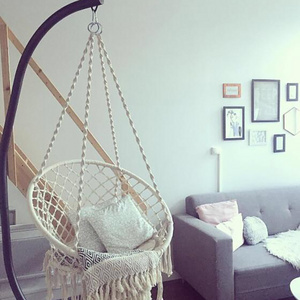 Popular Macrame Circle Swing Boho Style Rattan Chair Hanging Hammock Swing Chairs Indoor Outdoor Home Patio