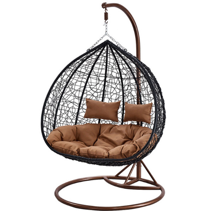 Thickened rattan swing chair outdoor swing set strong swing chair stand with water proof anti-UV big size cushion