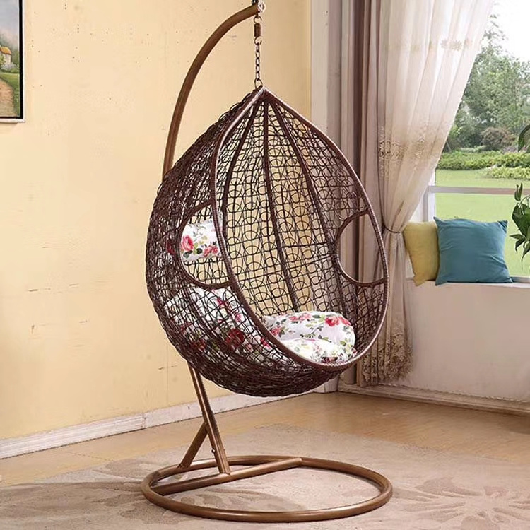 Modern Outdoor Garden Furniture Patio Wrought Iron Hanging Hammock Teardrop Swing Chair Egg Hanging Swing Chair with Stand