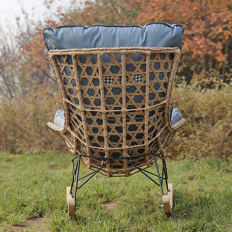 Patio outdoor furniture KD steel metal garden PE rattan rocking chair