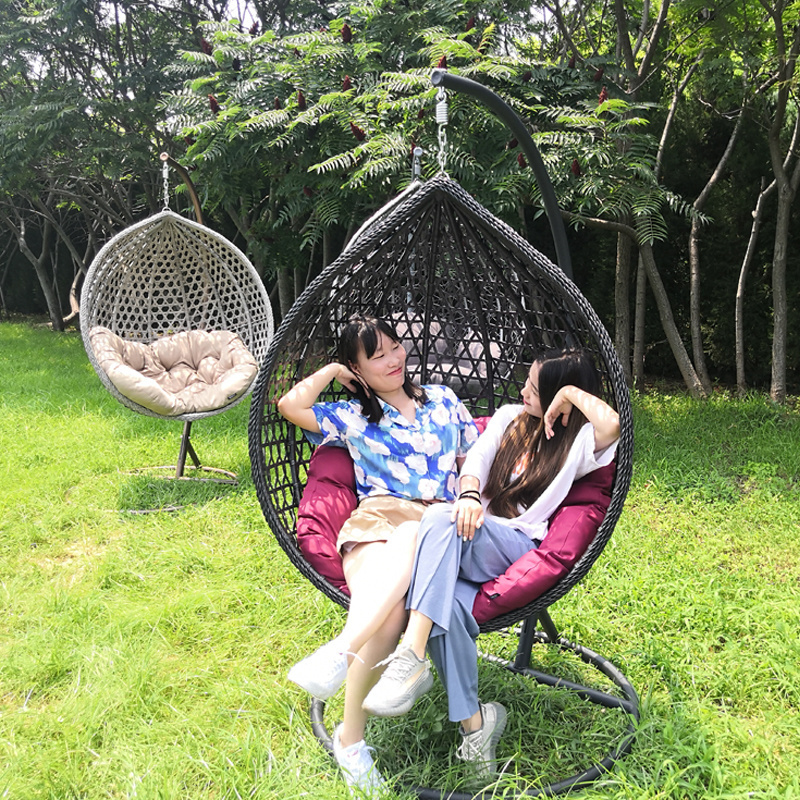 Outdoor pe wicker rattan hanging swing egg chair outdoor patio furniture egg style