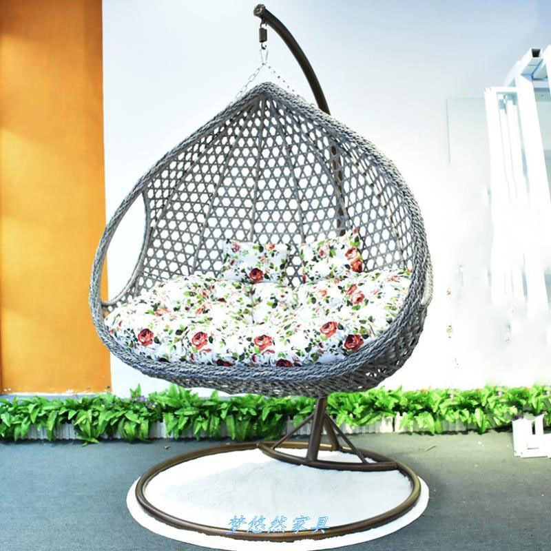 Adult rattan wicker steel hanging egg shaped outdoor garden cane patio swing chair cushion baby swing bed