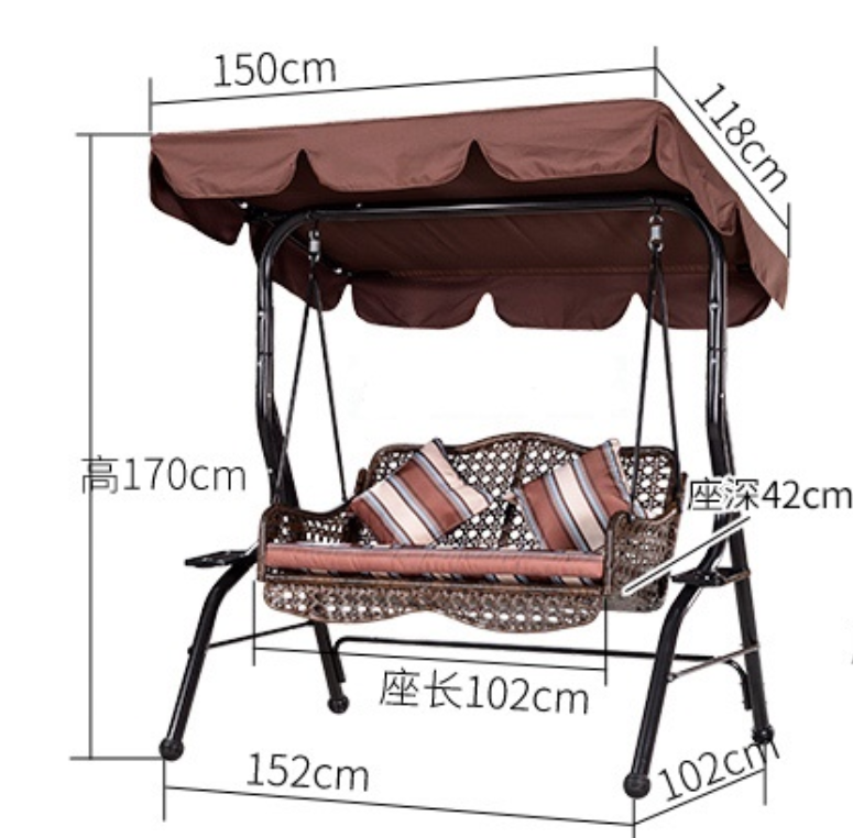 Garden Swing Hanging Chair, Outdoor 3 Person Metal Porch Home Swing Patio Chair Bench Canopy Green