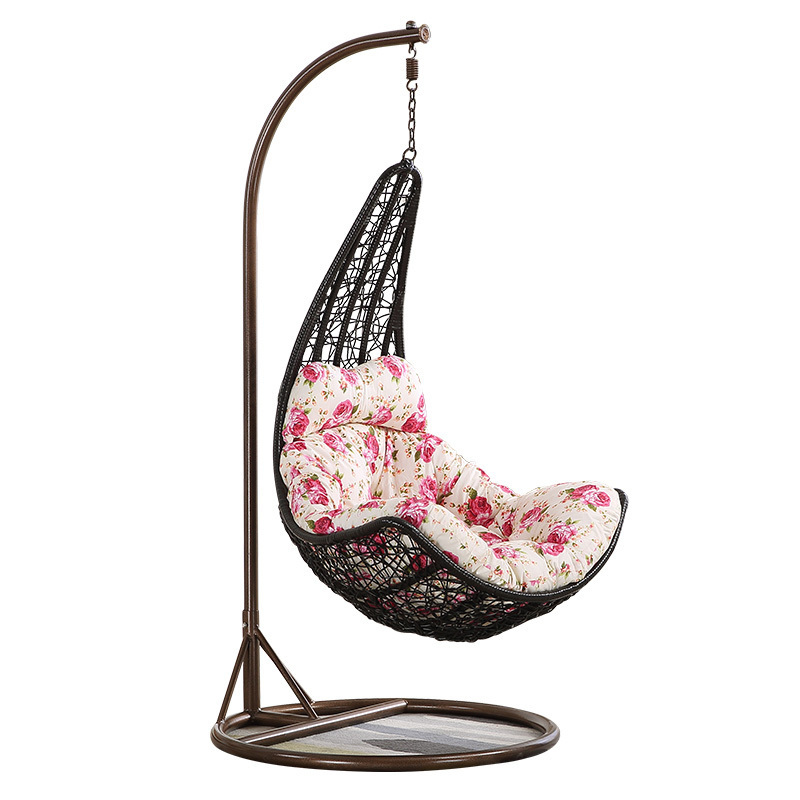 Rattan steel hanging egg shaped outdoor garden round swing bed cushion patch fittings for swing beds