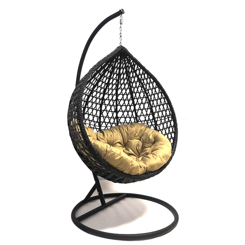 Luxury Wicker Hanging Egg Swing Chair Patio Rattan Chairs Outdoor Swing Furniture Soft Deep Basket Relaxing