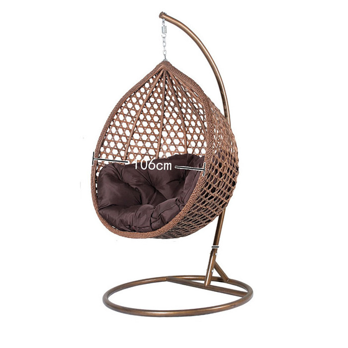 Luxury Wicker Hanging Egg Swing Chair Patio Rattan Chairs Outdoor Swing Furniture Soft Deep Basket Relaxing