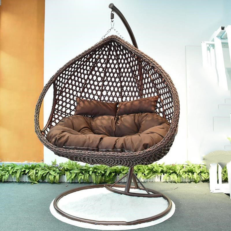 Adult rattan wicker steel hanging egg shaped outdoor garden cane patio swing chair cushion baby swing bed