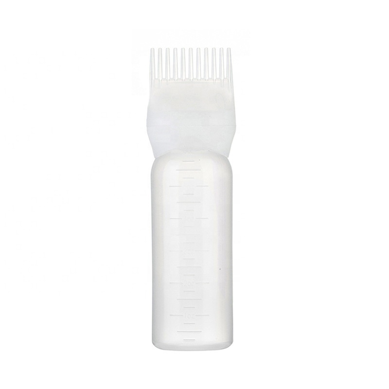 Plastic deep conditioning hair color hair dye squeeze applicator bottle with comb dry cleaning hair oil comb bottle 120ml