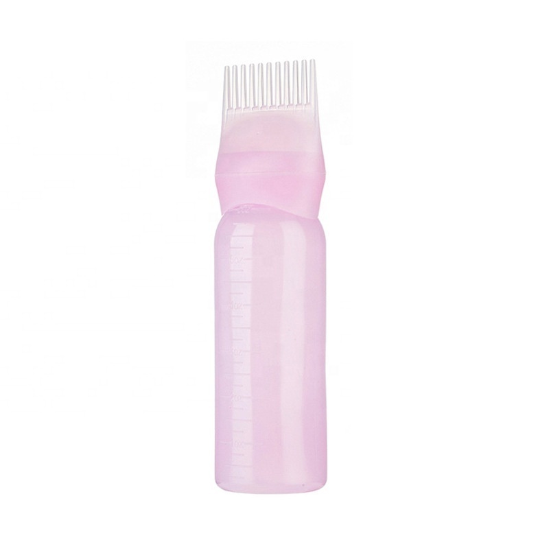 Plastic deep conditioning hair color hair dye squeeze applicator bottle with comb dry cleaning hair oil comb bottle 120ml