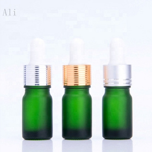 Refillable green frosted perfume essential oil glass bottle dropper cosmetic serum 10ml