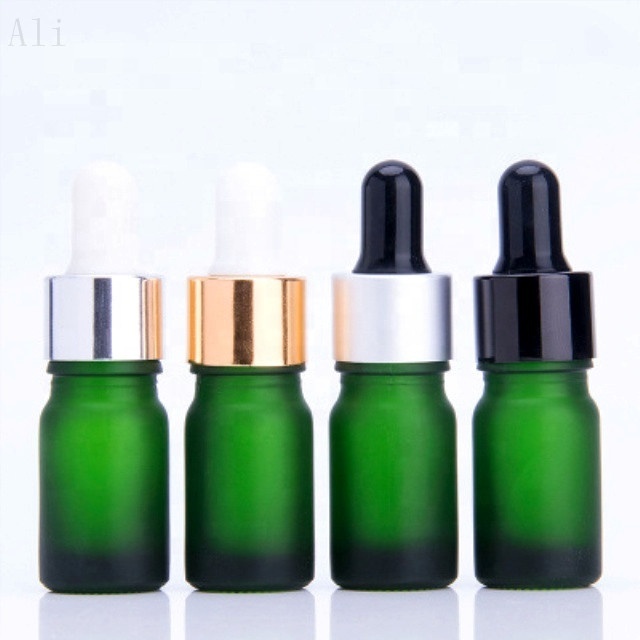 Refillable green frosted perfume essential oil glass bottle dropper cosmetic serum 10ml