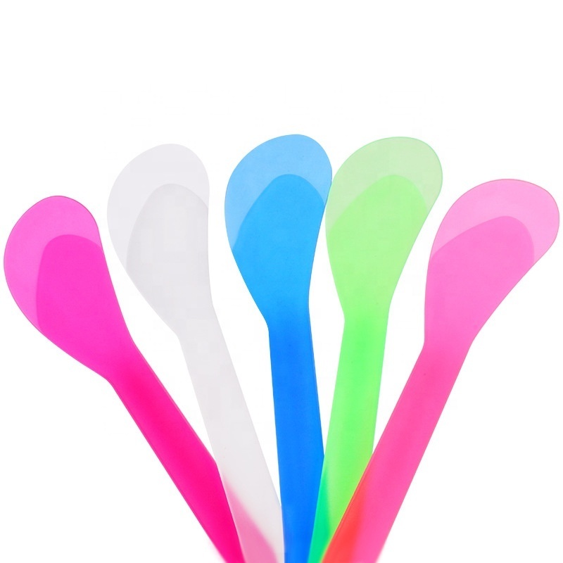 Mini Silicone Cosmetic Spatula Spoon Plastic Makeup Mouth Spatulas Blue Pink White