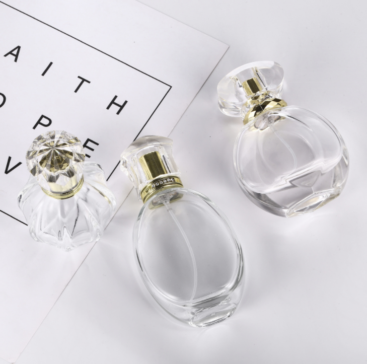 Spray empty glass spray perfume bottle sphere flat cosmetic packaging pump essential oil bottle