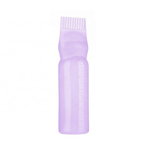 Plastic deep conditioning hair color hair dye squeeze applicator bottle with comb dry cleaning hair oil comb bottle 120ml