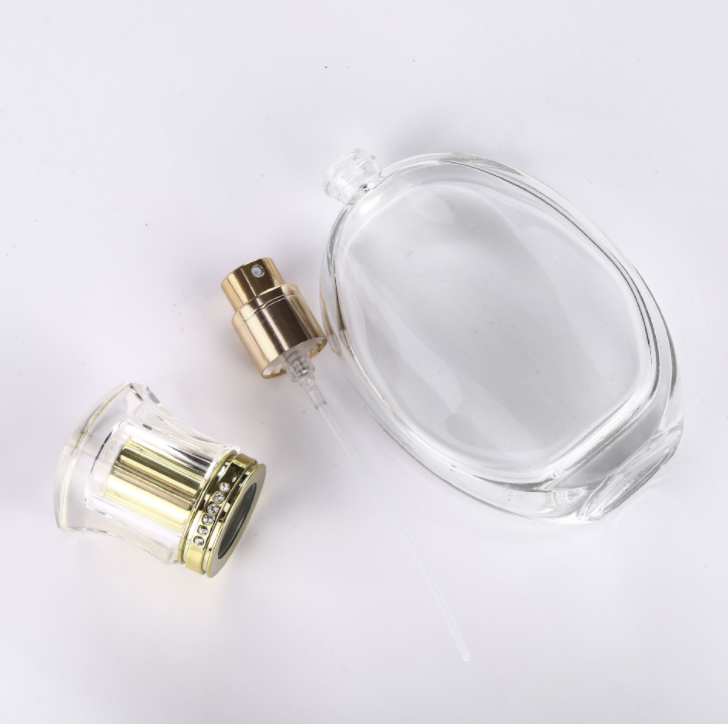 Spray empty glass spray perfume bottle sphere flat cosmetic packaging pump essential oil bottle