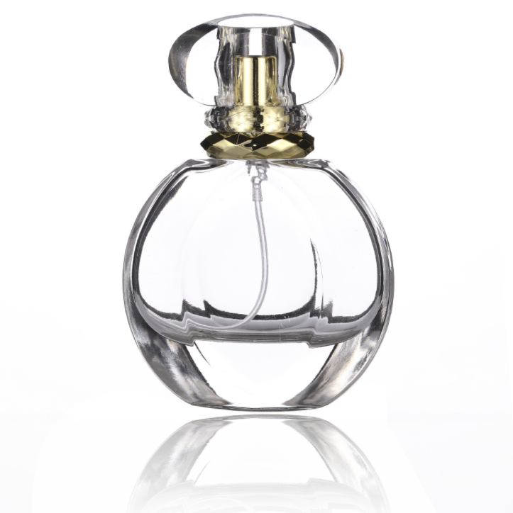 Spray empty glass spray perfume bottle sphere flat cosmetic packaging pump essential oil bottle