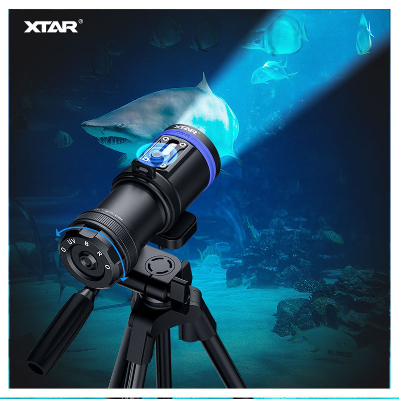 XTAR photography diving fill light red purple blue beam three color changing lighting multifunction dimming light led flashlight