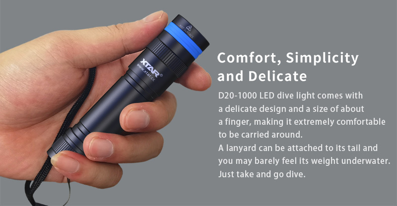 Xtar D20 Mini 1000 Lumens Ipx8 50m Diving Depth Freediving Led Diving Flashlight