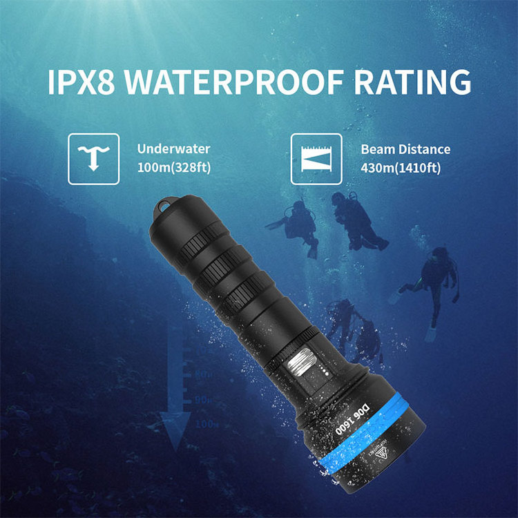 Scuba Spearfishing Torch Xtar D06 1600 Underwater 100m Diving Flashlight