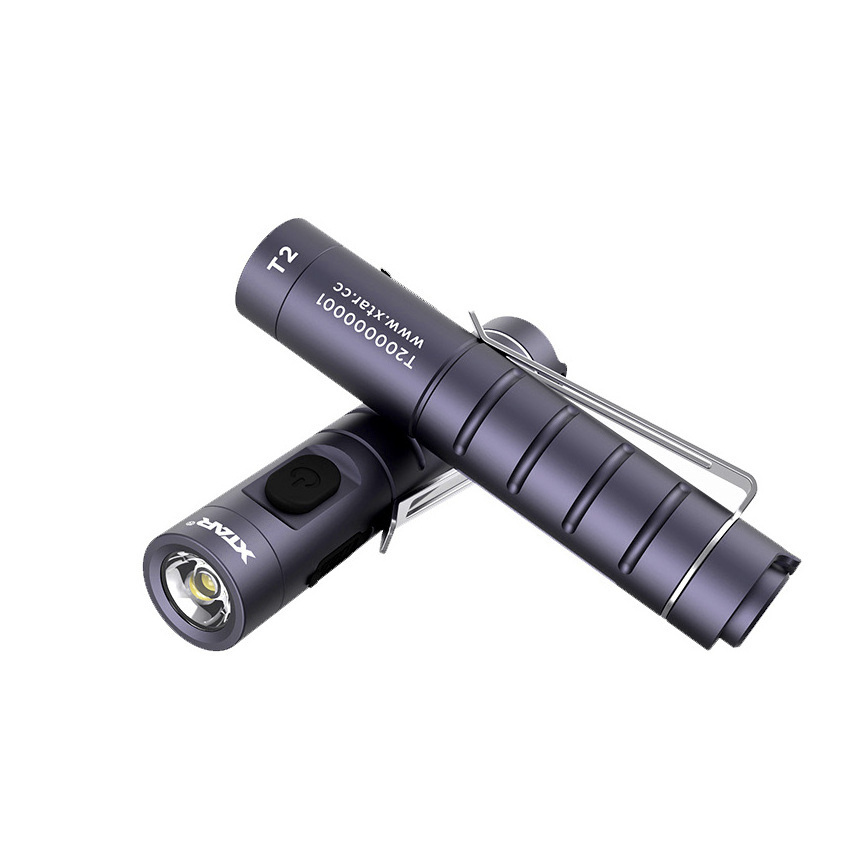 XTAR T2 Small Portable Pocket Outdoor Strobe Led Torch USB Rechargeable Flashlight with Magnet and Clip