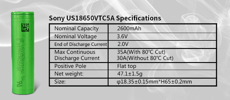 Original Lithium pilas 18650 VTC4 VTC5 VTC5A VTC6 Li-ion Battery Cells for Sony