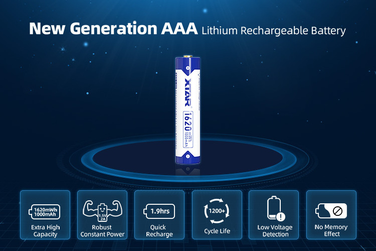 XTAR 1620mWh Rechargeable Lithium AAA Batteries 1.5V pilhas AAA Battery Long Discharge Time