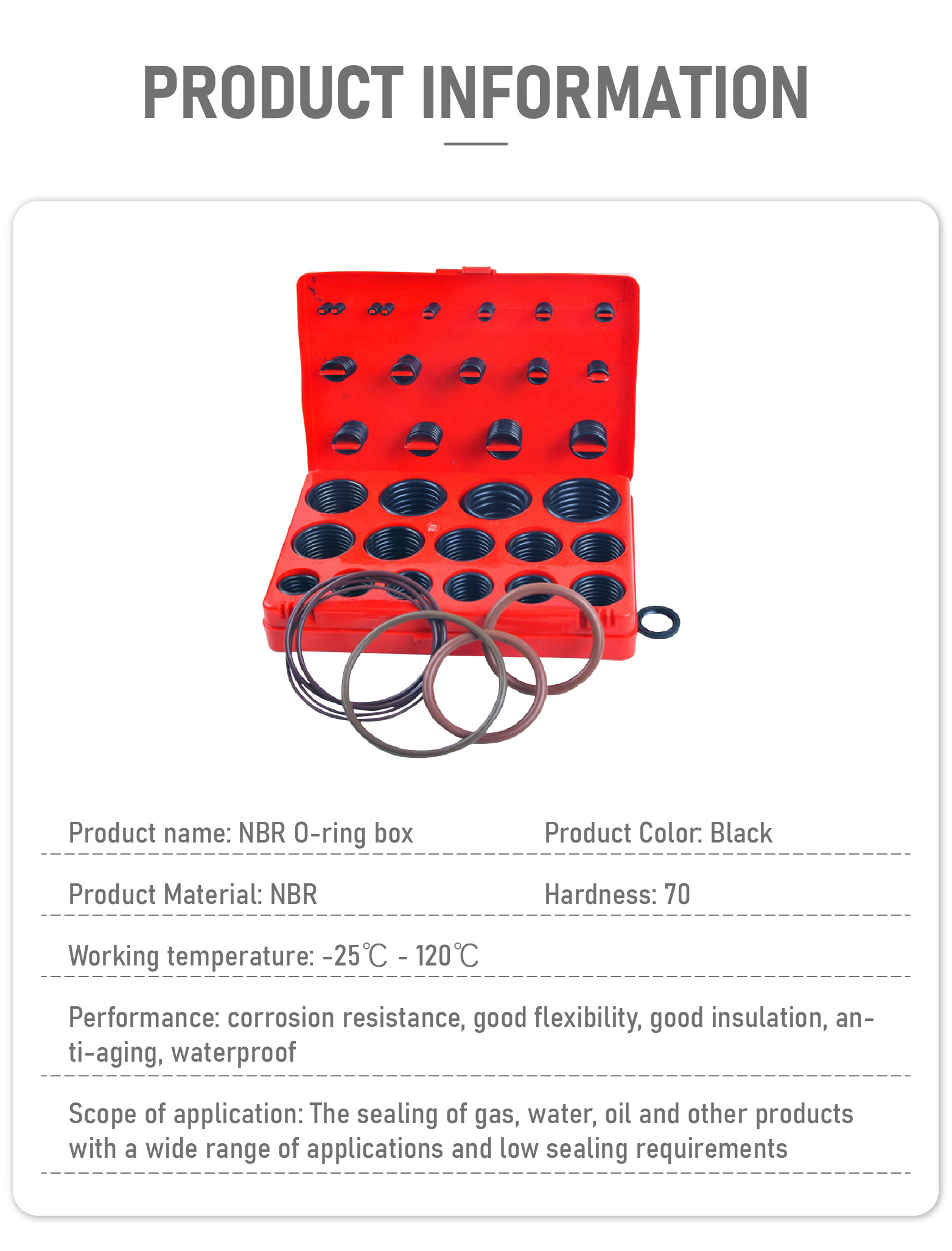 Professional Customized oring Box Repair seal O-Ring 30 sizes o ring kit