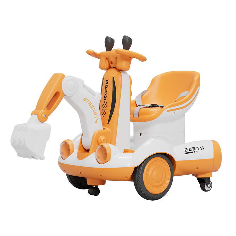 New Children's Ride-On Electric Drift Car Toy with Remote Control Plastic Baby Charging Balance Car Excavator Space-Themed