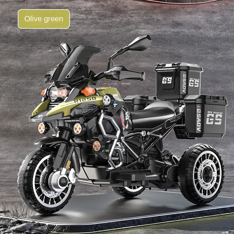 New electric children's police motorcycle two-wheel 12v large battery dual drive kids electric ride on motorcycle