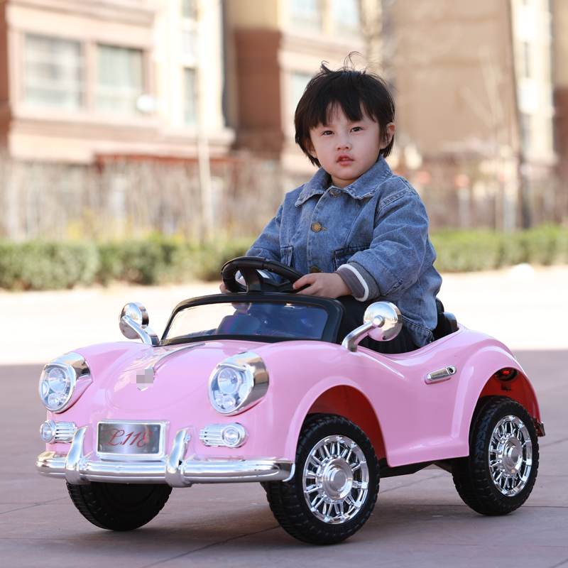 Princess Pink Electric Swing Car for Newborn to 5-Year-Old Baby Toy Car with Remote Control Four-Wheel Wheel Power Stroller