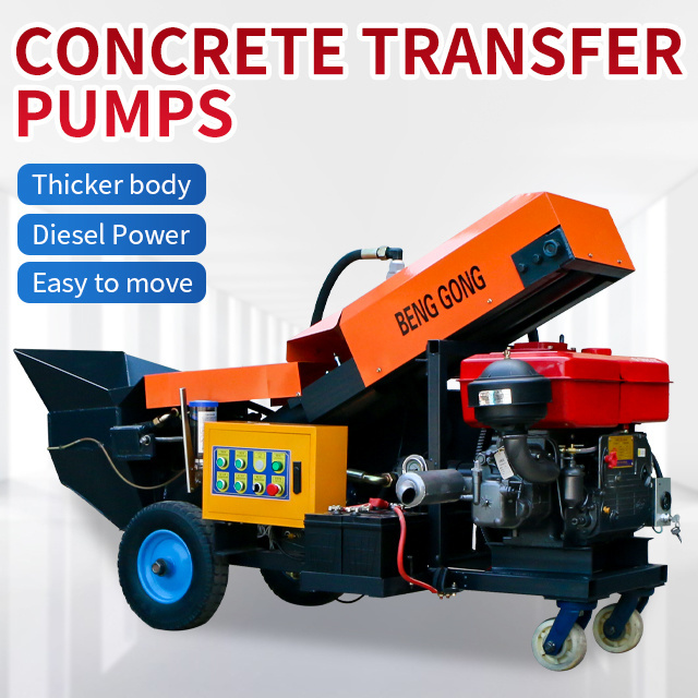 Sales of portable mobile trailer type cement concrete pumps, small concrete delivery pumps, mixing sales