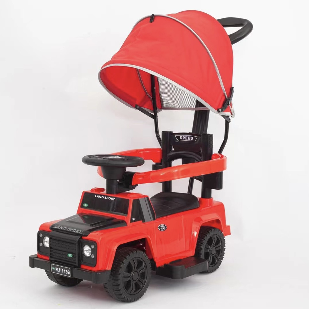 2023 wholesale 1 seater 4 wheel ride on power wheel manual toy push car stroller with handle and guard bar 12 years old cars