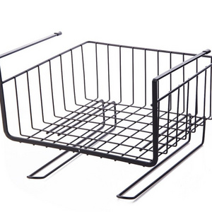 HOT SALE Kitchen cabinet hanging basket/nail-free space saving metal wire under shelf organizer rack