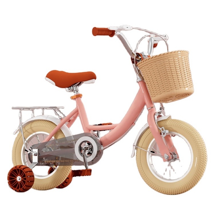 New pink Kids Bike 2-3-4- 9 year old boys and girls 12 inch bike toy bike with training wheels to prevent side falls