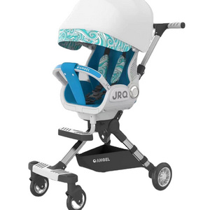 2024 High-quality blue baby boy stroller Prince's four-wheeled stroller shade rotate lie sit high landscape design