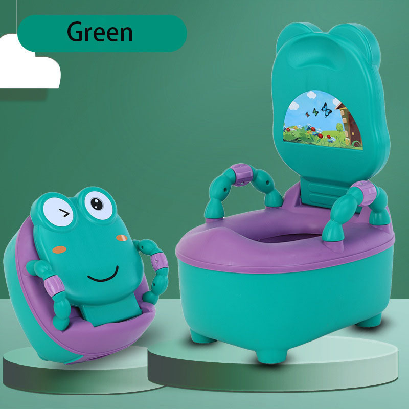 Green Frog Prince potty seat Cartoon potty outdoor portable toilet